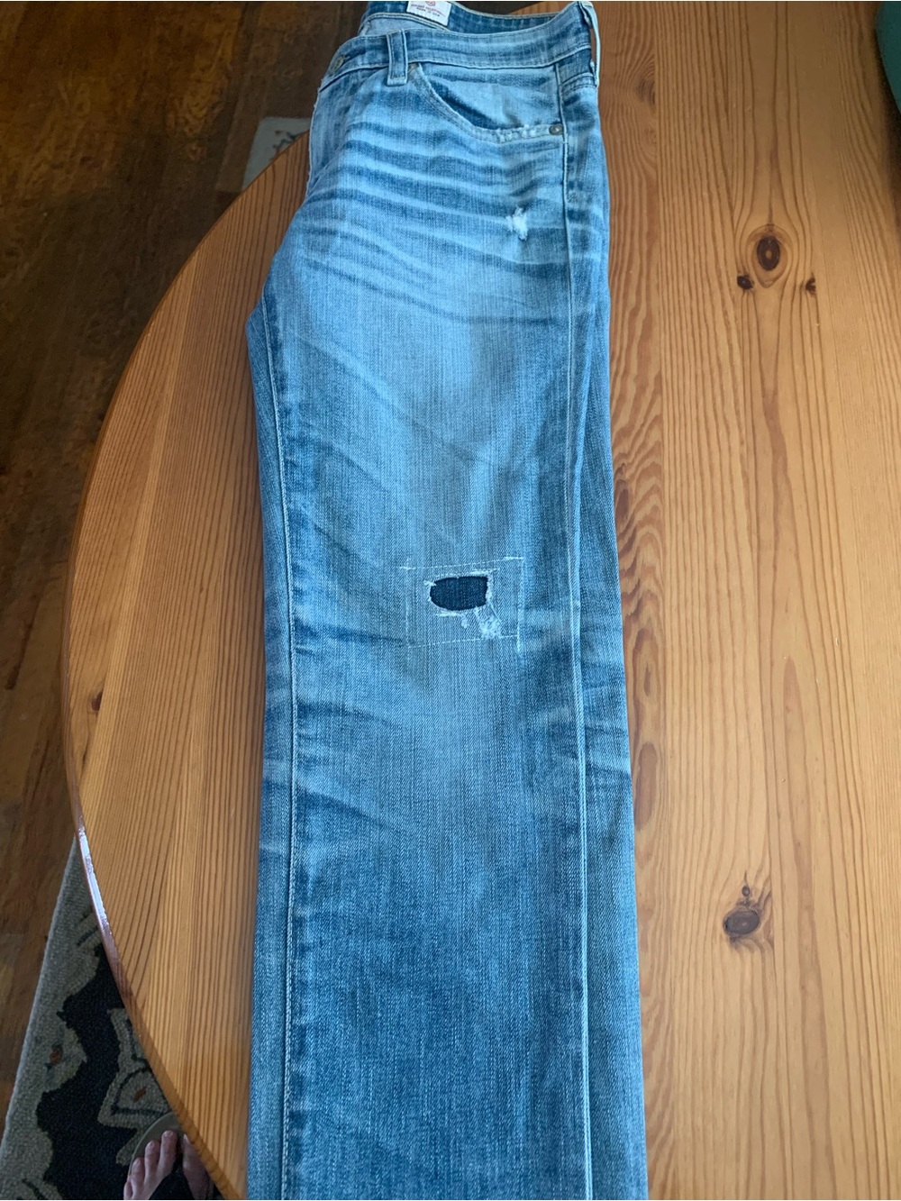 Ag Adriano Goldschmied Light Blue Denim Jeans with Logo Patch